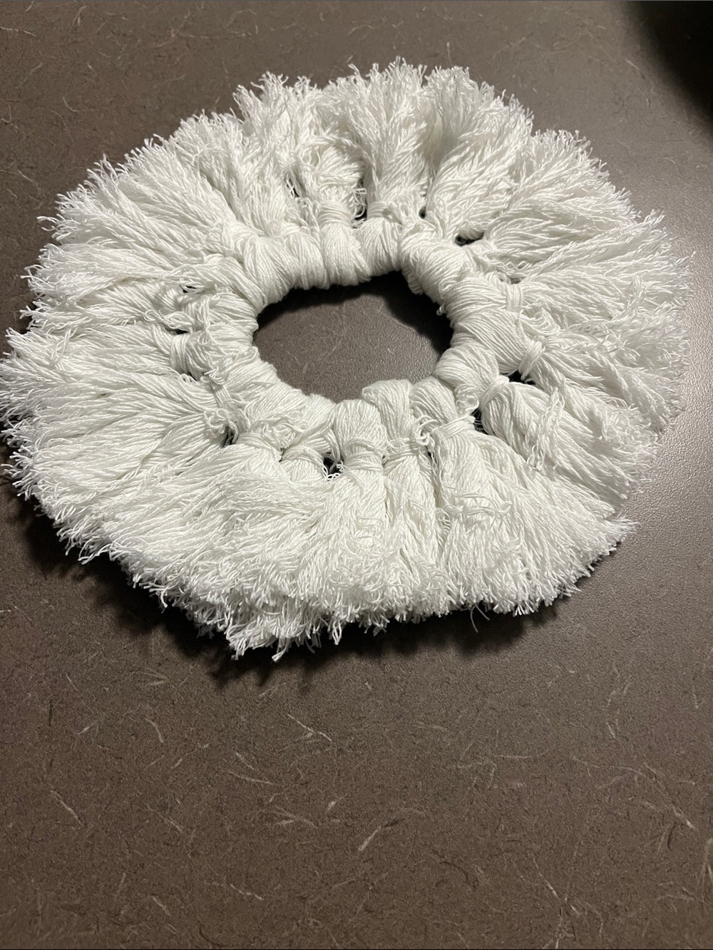 7” Round Soft White Decorative Tassel Wreath Accent